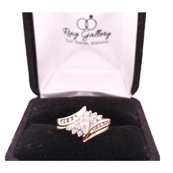 14K Diamond Wedding Ring Set/ Engagement Ring REAL DIAMONDS Size 5.6 - Picture 6 of 12